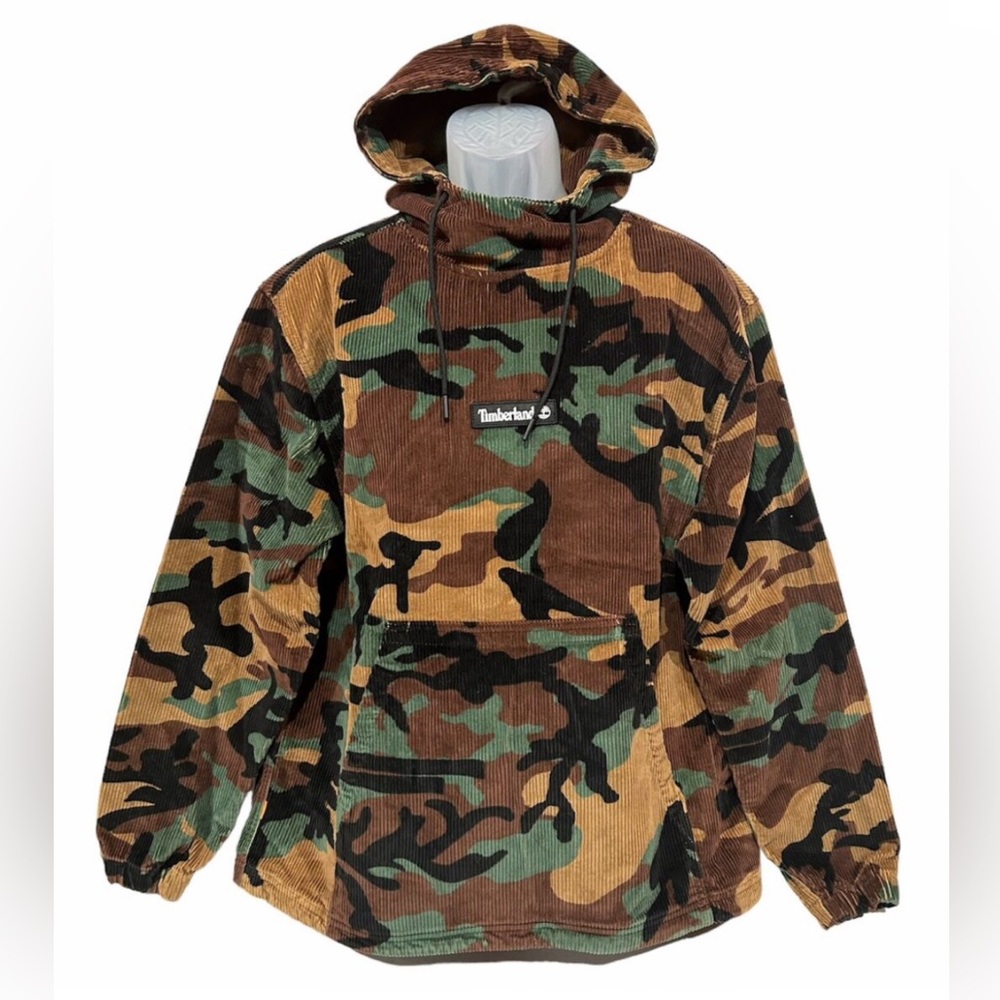 Timberland Men's Camo Corduroy Hoodie Jacket Sweatshirt Camouflage Size M